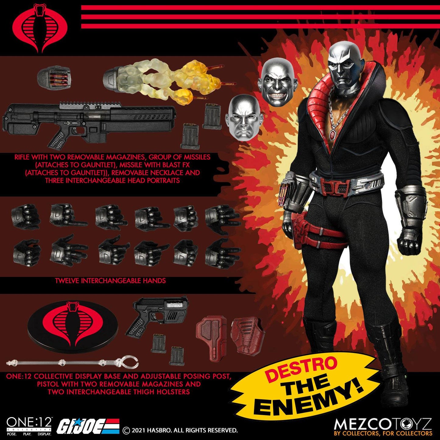Destro com função de iluminação - G.I. Joe - Mezco